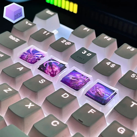 League of Legends Lol Kai'Sa Tuşları Q-W-E-R Mekanik Klavye Tuşu Artisan Keycaps