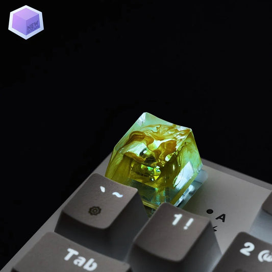 Sarı Detaylı Tasarım ESC Mekanik Klavye Tuşu Artisan Keycaps