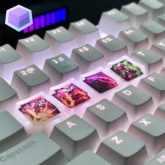 League of Legends Lol Shaco Tuşları Q-W-E-R Mekanik Klavye Tuşu Artisan Keycaps