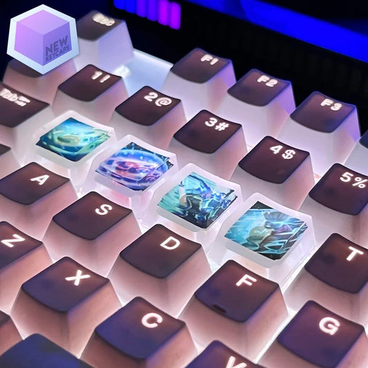 League of Legends Lol Ekko Tuşları Q-W-E-R Mekanik Klavye Tuşu Artisan Keycaps