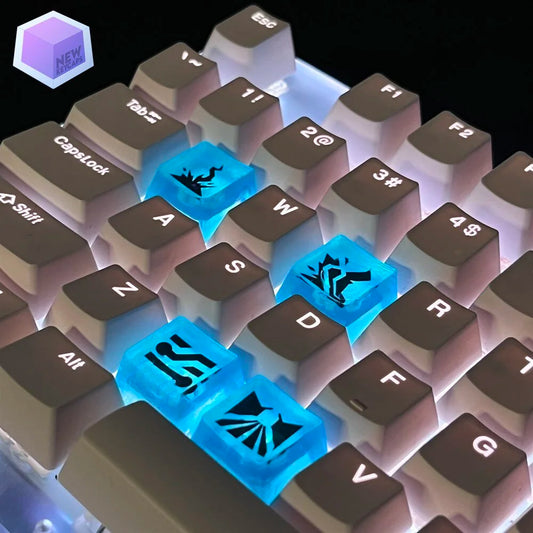 Valorant Neon Tuşları Q-E-X-C Mekanik Klavye Tuşu Artisan Keycaps